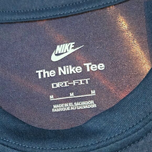 Nike Dri-FIT Men’s Navy Blue Athletic Training Performance Workout Tee Shirt - Picture 3 of 8